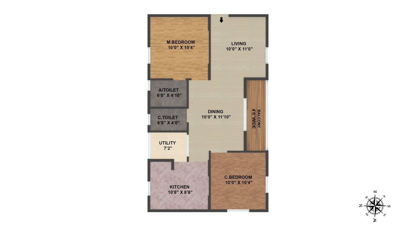 Janapriya Arcadia (2BHK+2T (925 sq ft) 925 sq ft)