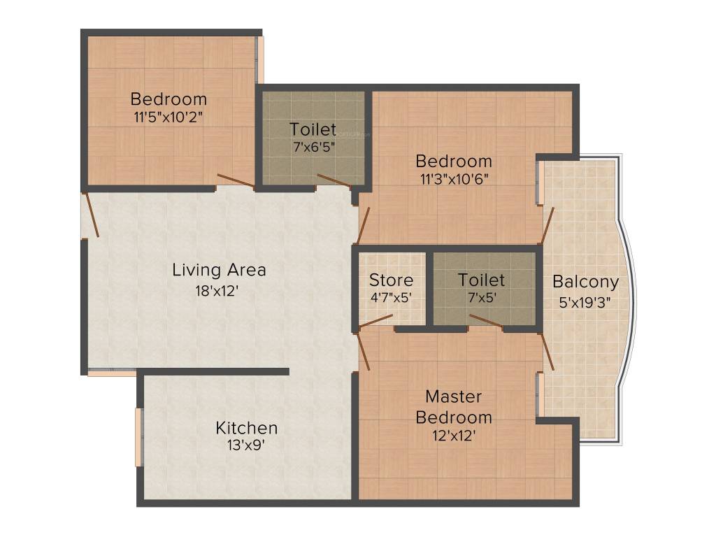 Trehan Status Residency (3BHK+2T (1,389 sq ft) 1389 sq ft)