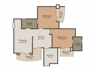 Parsvnath Preston (2BHK+2T (1,265 sq ft) 1265 sq ft)