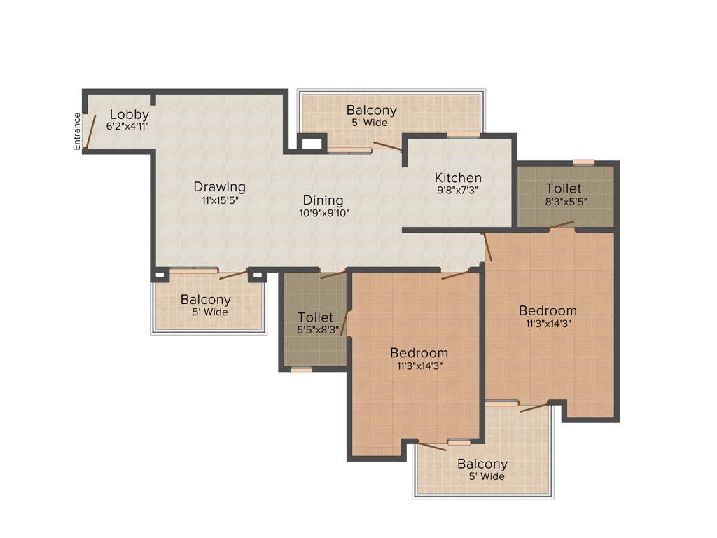 Parsvnath Preston (2BHK+2T (1,310 sq ft) 1310 sq ft)