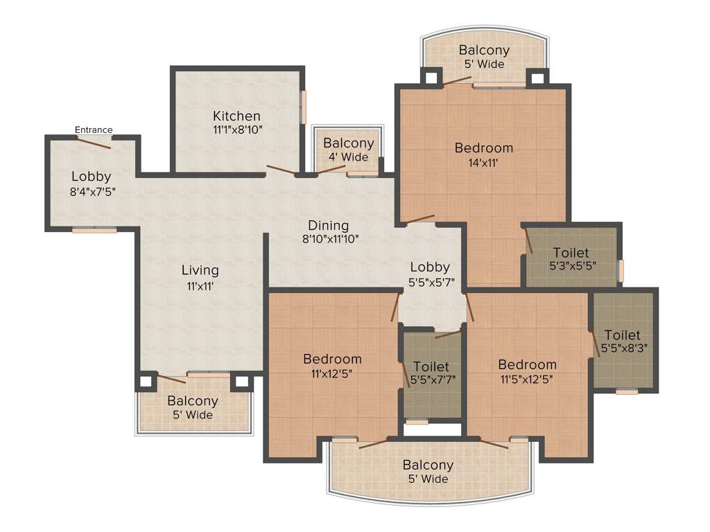 Parsvnath Preston (3BHK+3T (1,765 sq ft) 1765 sq ft)