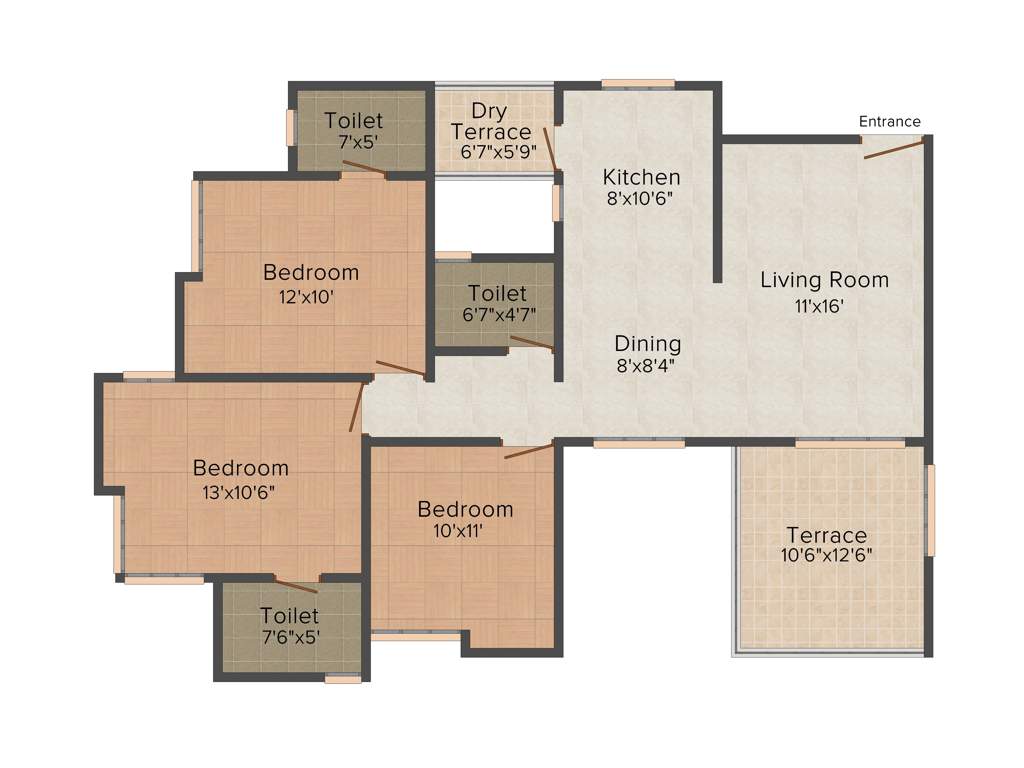 Reelicon Shelters Alpine Ridge 3BHK+3T (1,342 sq ft)