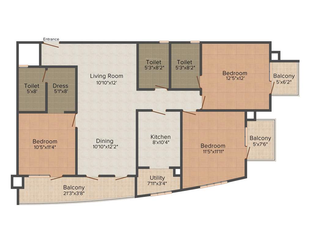 Mantri Global Heights (3BHK+3T (1,625 sq ft) 1625 sq ft)