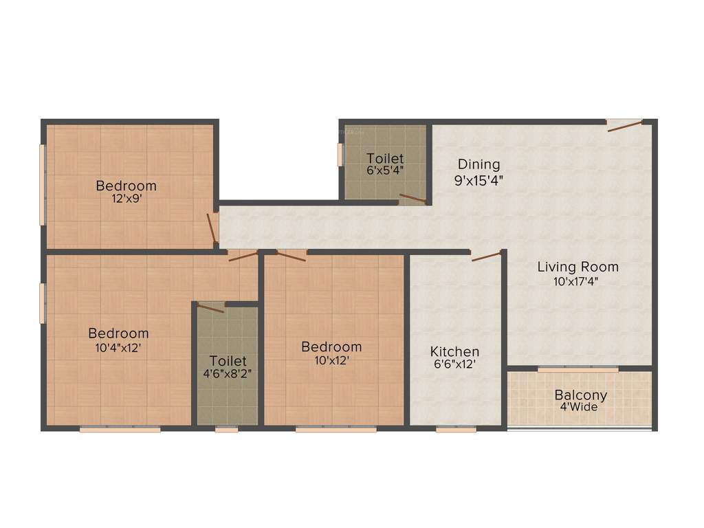 Magnolia Olympus (3BHK+2T (1,265 sq ft) 1265 sq ft)