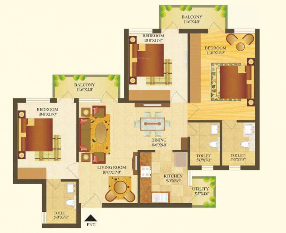 Sare Royal Greens (3BHK+3T (1,314 sq ft) 1314 sq ft)