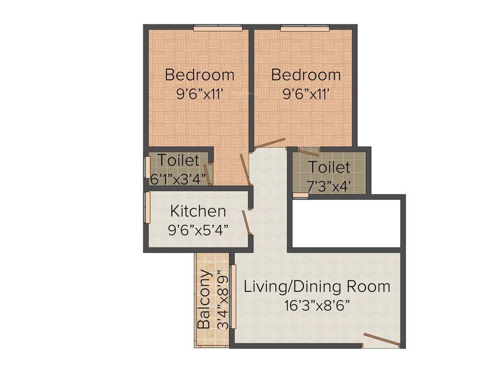 Balaji Consortium Crimson 2BHK+2T (792 sq ft)