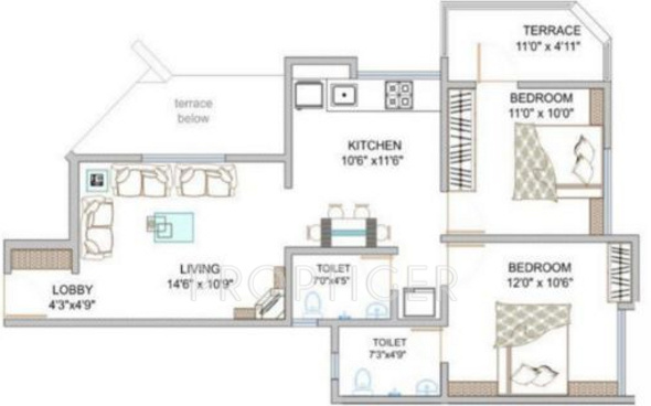 Dreams Aakruti (2BHK+2T (1,077 sq ft) 1077 sq ft) Dreams Aakruti (2BHK+2T (1,077 sq ft) 1077 sq ft)