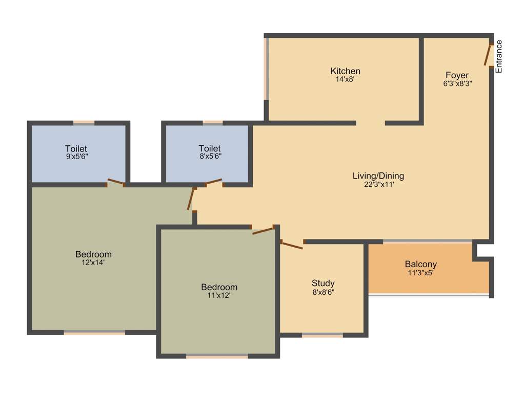 Prestige Lakeside Habitat (2BHK+2T (1,346 sq ft) + Study Room 1346 sq ft)