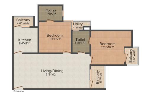 Logix Blossom County (2BHK+2T (990 sq ft) 990 sq ft)