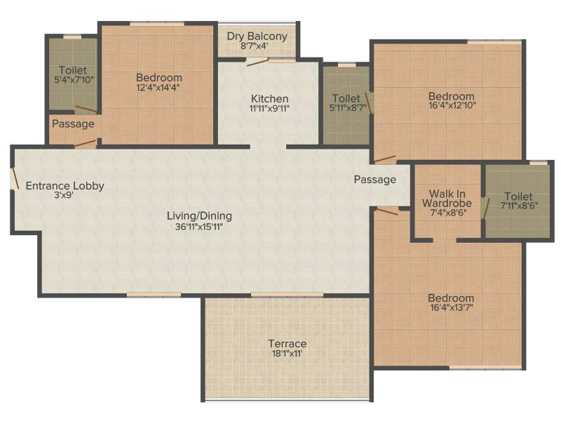 Vascon Willows (3BHK+3T (2,010 sq ft) + Servant Room 2010 sq ft)