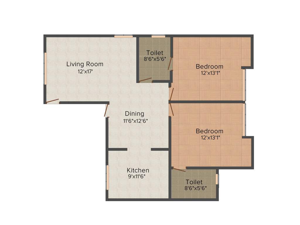 Landmark Golden Villa (2BHK+2T (1,350 sq ft) 1350 sq ft)