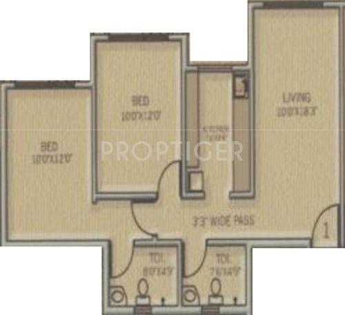 Kukreja Residency (2BHK+2T (695 sq ft) 695 sq ft)