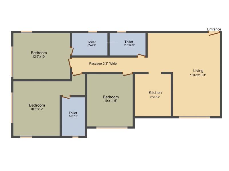 Kukreja Residency (3BHK+3T (828 sq ft) 828 sq ft)