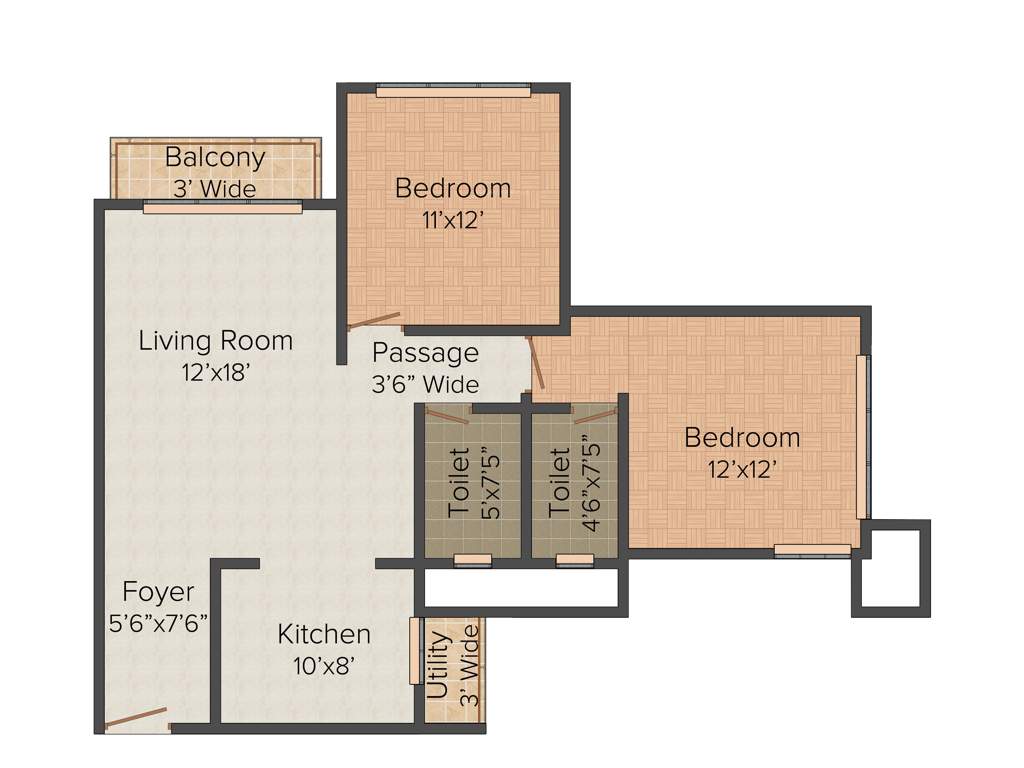 GM Daffodils (2BHK+2T (1,325 sq ft) 1325 sq ft)