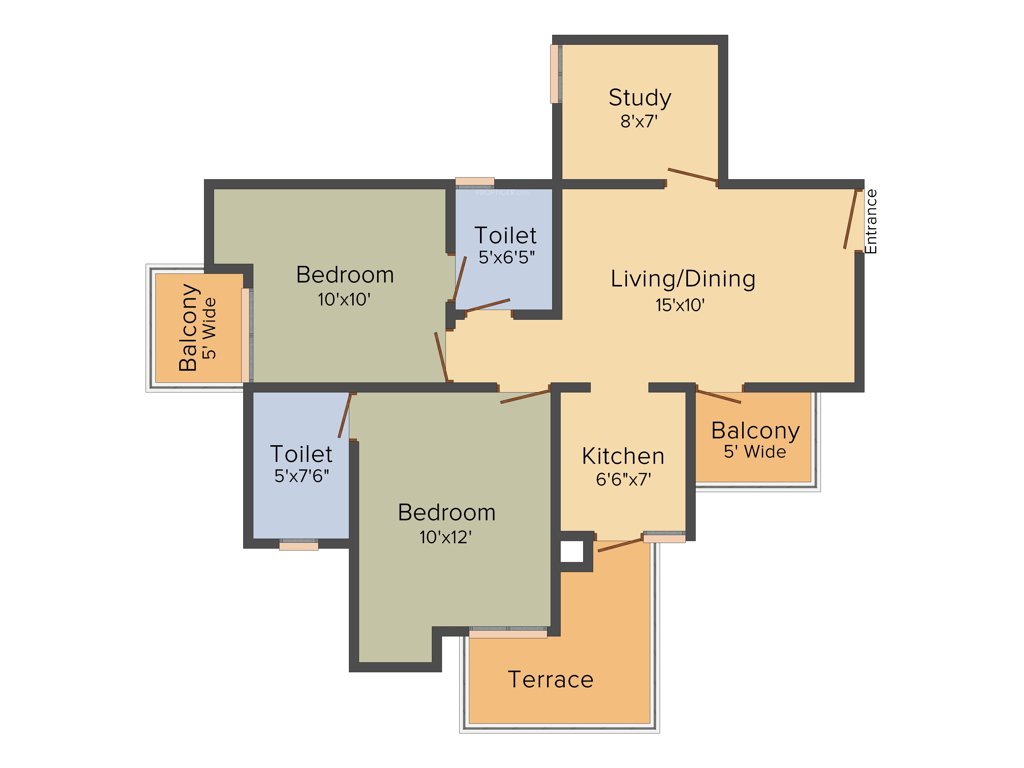 La Residentia Pvt Ltd La Residentia (2BHK+2T (1,010 sq ft) + Study Room 1010 sq ft)