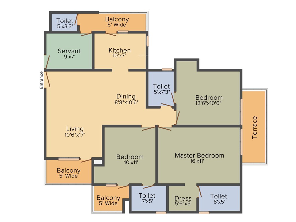 La Residentia Pvt Ltd La Residentia (3BHK+3T (1,545 sq ft) + Study Room 1545 sq ft)