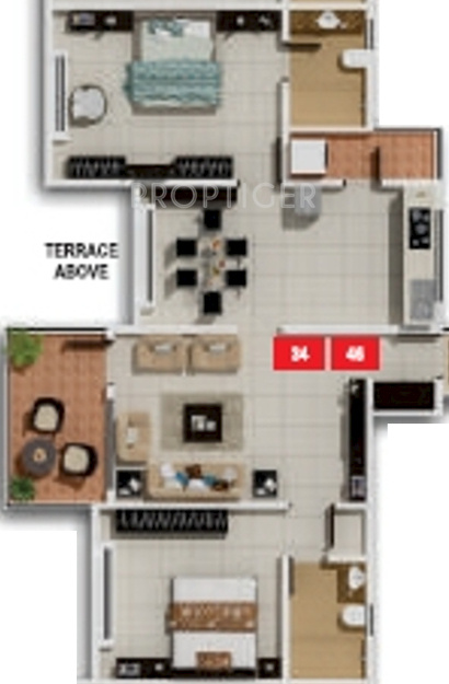 Horizon A 10 (2BHK+2T (1,110 sq ft) 1110 sq ft)