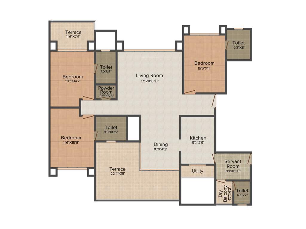 Kool Homes Galaxy (3BHK+3T (2,395 sq ft) + Servant Room 2395 sq ft)