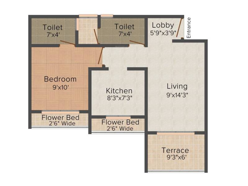 Sai Satyam Residency Apartments (1BHK+2T (643 sq ft) 643 sq ft)