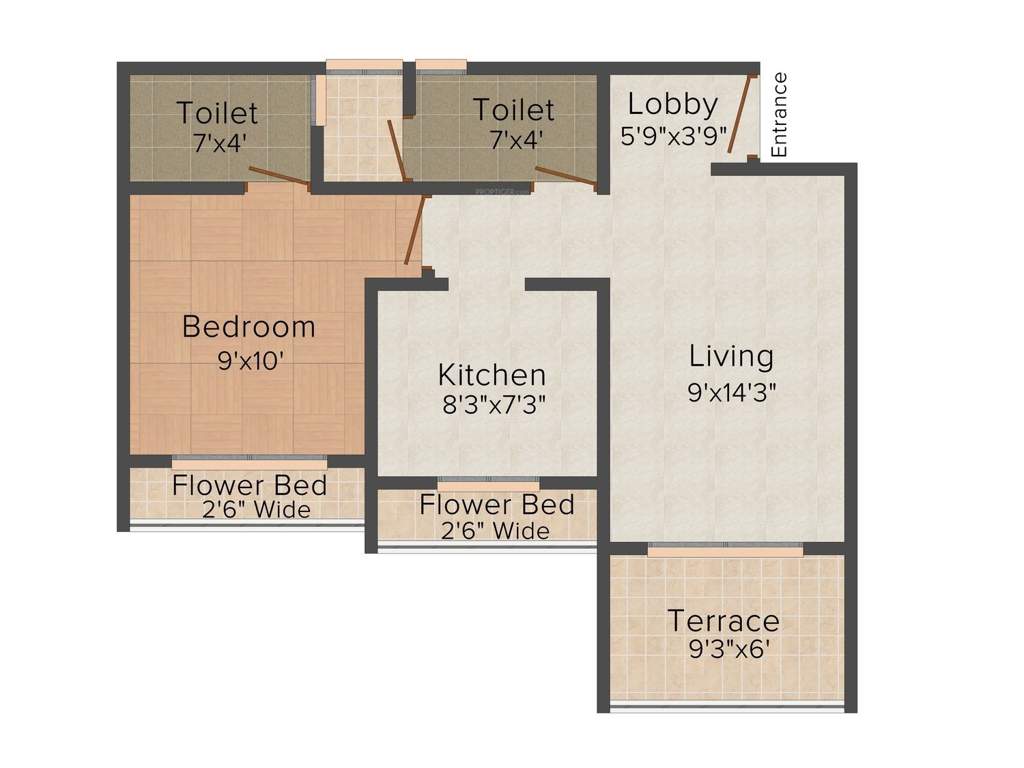 Sai Satyam Residency Apartments (1BHK+2T (643 sq ft) 643 sq ft)