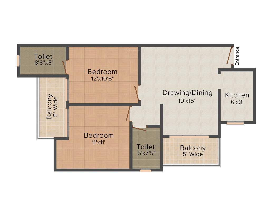 Capital Greens Phase 1 (2BHK+2T (1,017 sq ft) 1017 sq ft)