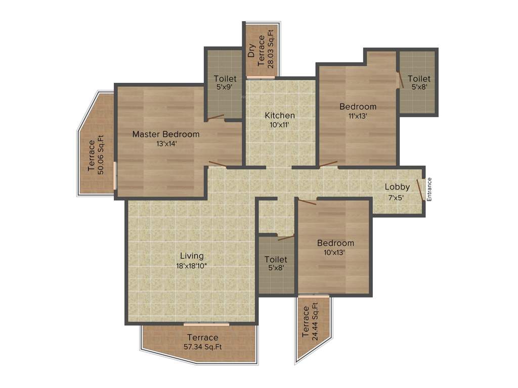 BramhaCorp Meander (3BHK+3T (1,500 sq ft) 1500 sq ft)