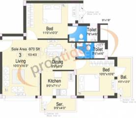 Doshi Tulip (2BHK+2T (970 sq ft) 970 sq ft) Doshi Tulip (2BHK+2T (970 sq ft) 970 sq ft)