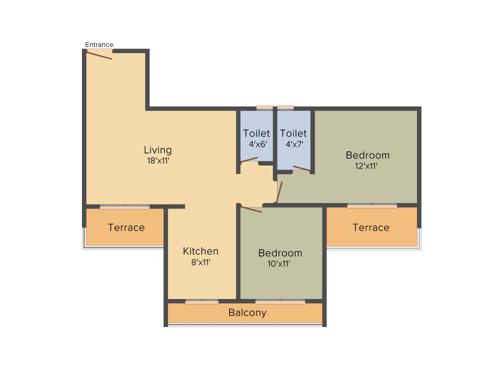 Aaron Kasturi Heritage (2BHK+2T (1,155 sq ft) 1155 sq ft)