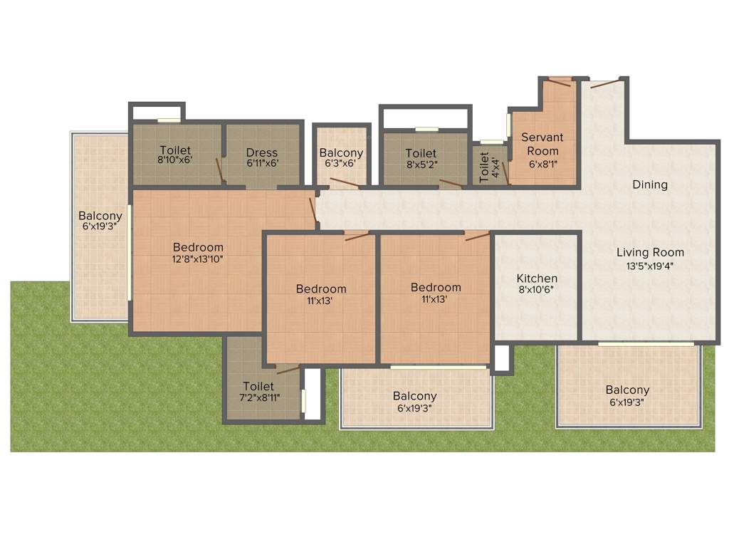 Puri Aanand Vilas (3BHK+3T (2,430 sq ft)   Servant Room 2430 sq ft)