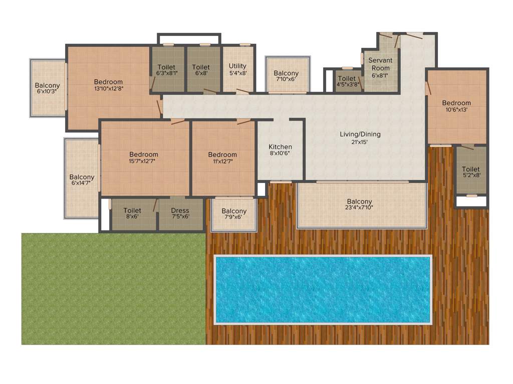 Puri Aanand Vilas (4BHK+4T (3,075 sq ft)   Servant Room 3075 sq ft)