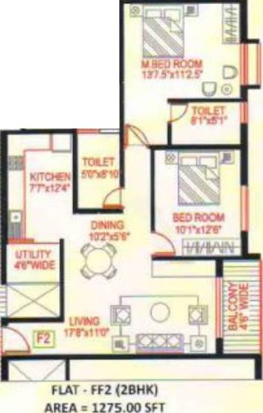 Mehta Engineers Rajeshwari Varasiddhi (2BHK+2T (1,275 sq ft) 1275 sq ft)