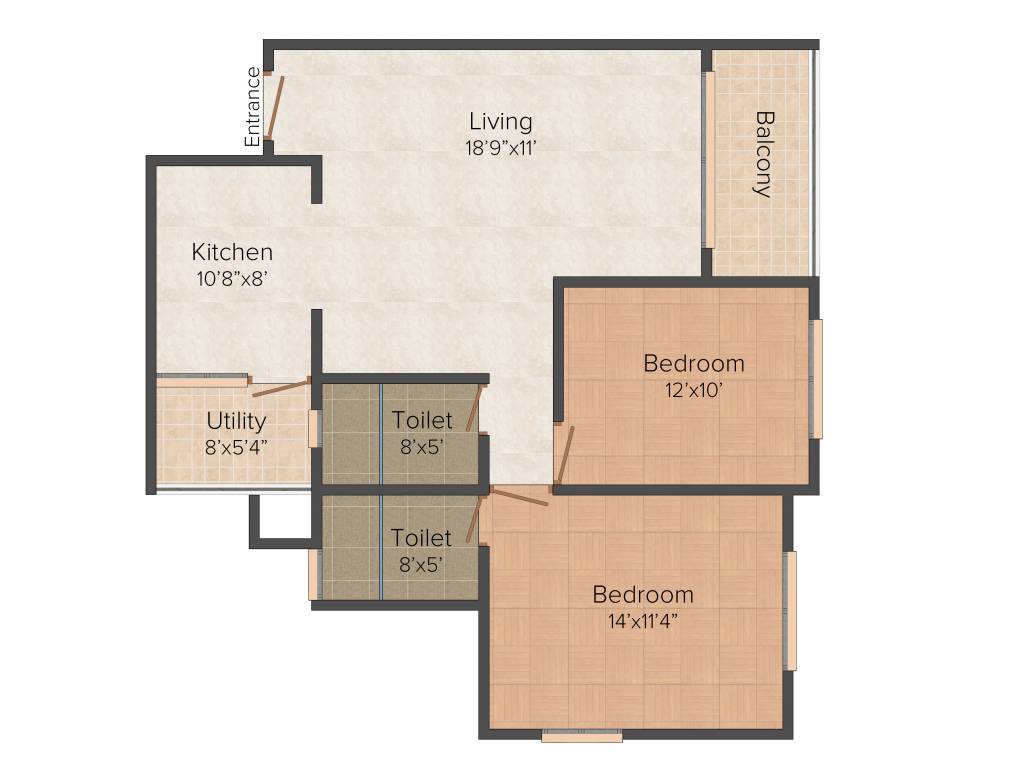 Ajmera Stone Park (2BHK+2T (1,140 sq ft) 1140 sq ft)
