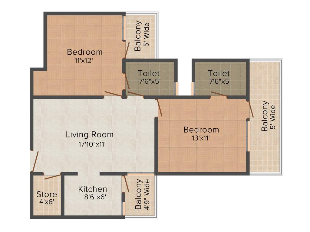 MR Platinum 321 (2BHK+2T (1,170 sq ft) 1170 sq ft)