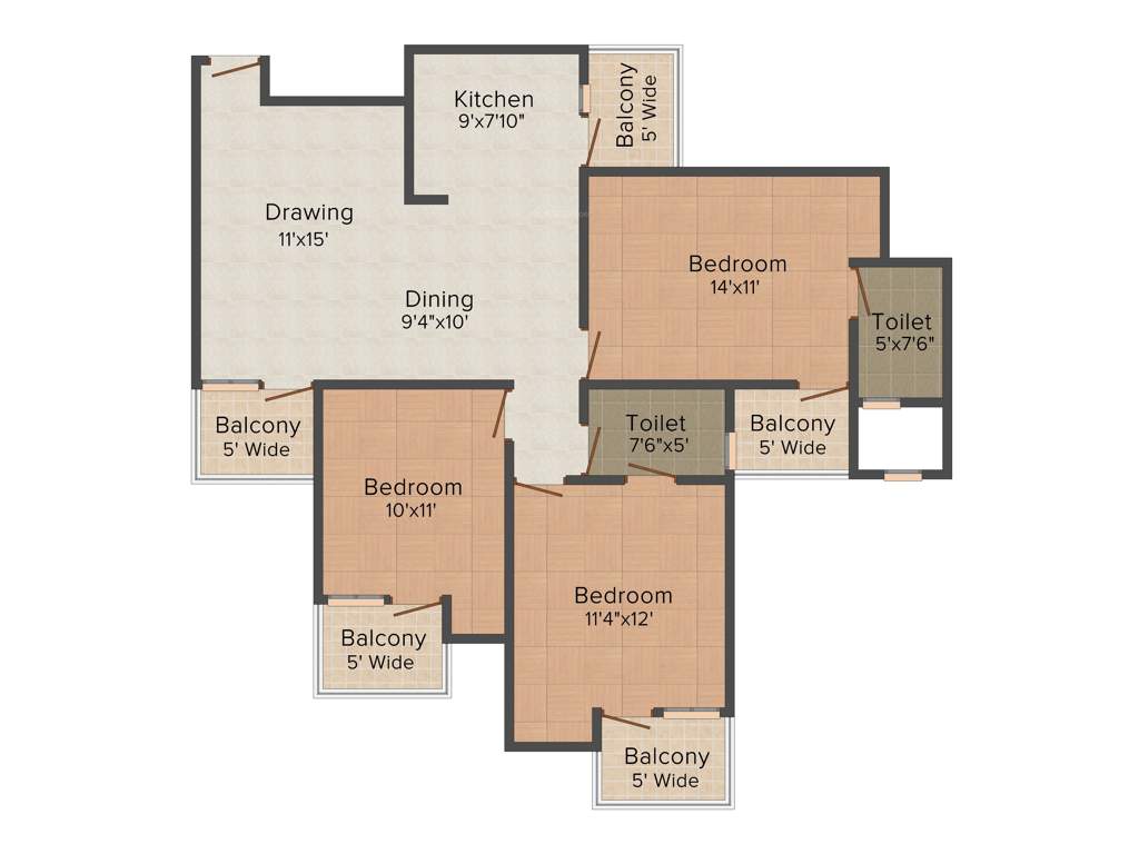 Hawelia Valencia Homes (3BHK+2T (1,400 sq ft) 1400 sq ft)