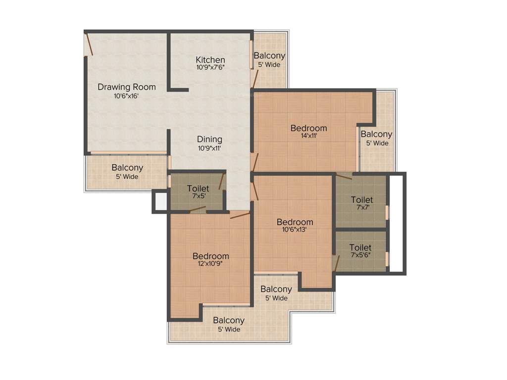 Keltech Golf Greens (3BHK+3T (1,725 sq ft) 1725 sq ft)