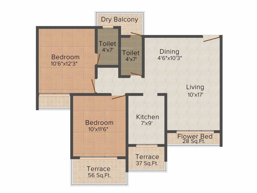 Shree Balaji Om Harmony (2BHK+2T (1,179 sq ft) 1179 sq ft)