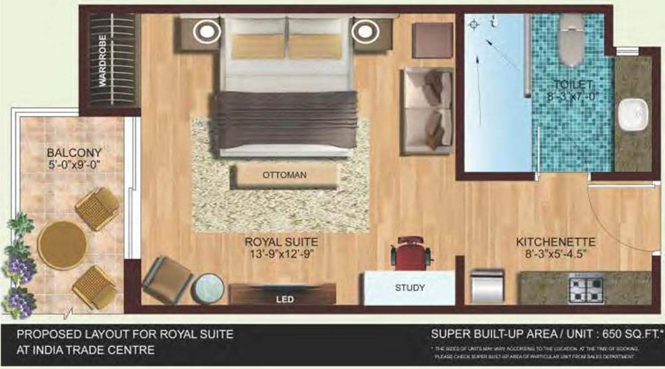 Omaxe India Trade Centre (1BHK+1T (650 sq ft) + Study Room 650 sq ft)