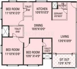 Aswani Rosary (3BHK+4T (1,735 sq ft)   Servant Room 1735 sq ft) Aswani Rosary (3BHK+4T (1,735 sq ft)   Servant Room 1735 sq ft)
