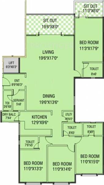 Aswani Rosary (4BHK+5T (2,630 sq ft)   Servant Room 2630 sq ft)