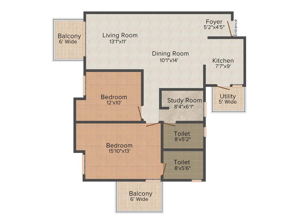 Silverglades The Melia (2BHK+2T (1,350 sq ft) 1350 sq ft)