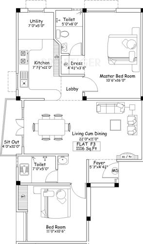Varaha Viswesh (2BHK+2T (1,116 sq ft) 1116 sq ft)