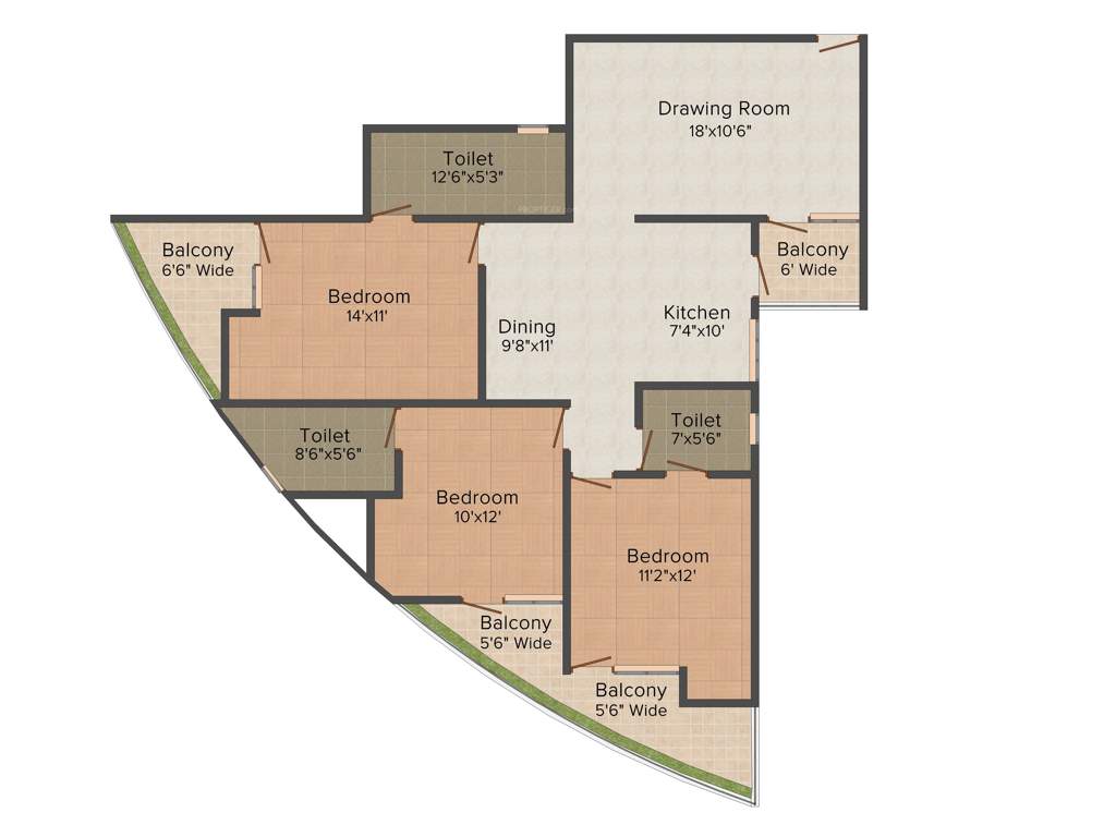 Supertech Albaria (3BHK+3T (1,725 sq ft) 1725 sq ft)