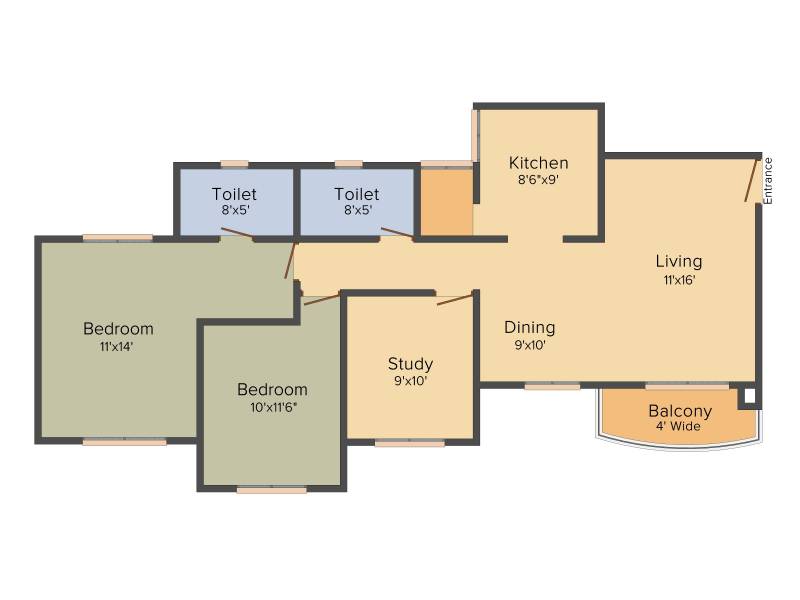 Pegasus Megapolis Smart Homes 2 (2BHK+2T (1,205 sq ft) + Study Room 1205 sq ft)