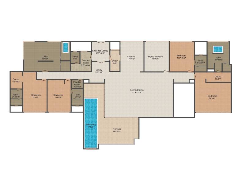 Marvel Kyra (4BHK+4T (6,065 sq ft) + Servant Room 6065 sq ft)