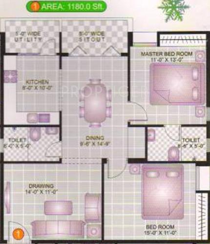 Citadil Sri Nilaya (2BHK+2T (1,180 sq ft) 1180 sq ft)