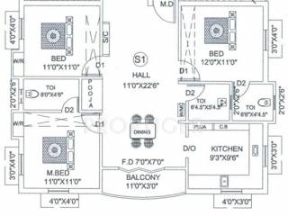Guru Galaxy Apartments (3BHK+3T (1,310 sq ft)   Pooja Room 1310 sq ft)