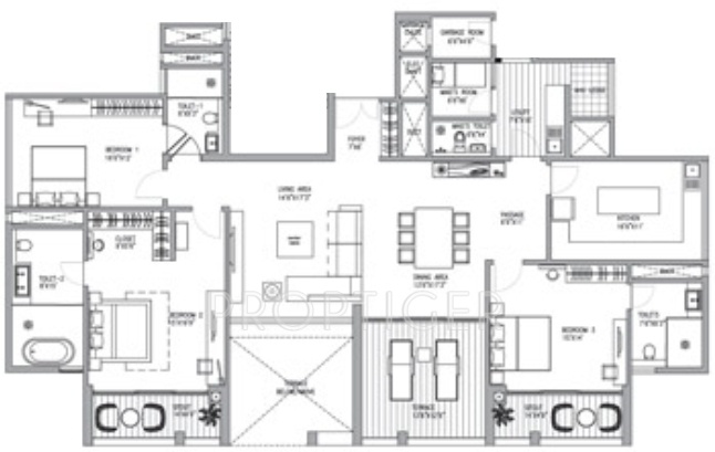3000 sq ft 3 BHK Floor Plan Image ABIL Group Clover