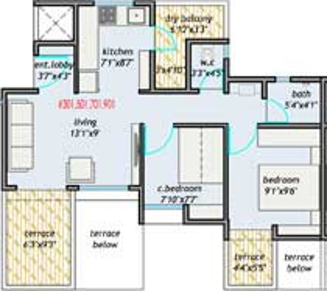 Majestique Landmarks Palm Atlantis (1BHK+1T (776 sq ft) + Study Room 776 sq ft)