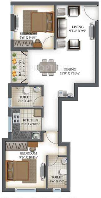 Ranga Azhal (2BHK+2T (860 sq ft) 860 sq ft)