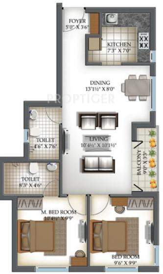 Ranga Azhal (2BHK+2T (850 sq ft) 850 sq ft)